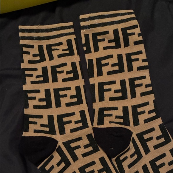Fendi Black and Tan Patterned Socks - Picture 2 of 4